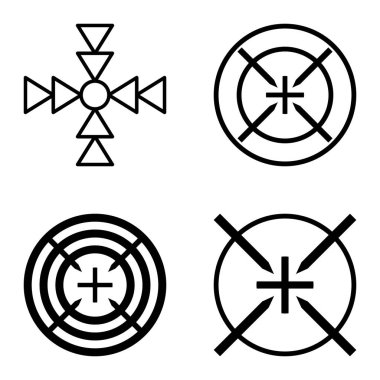 Crosshairs2 Düz Simge Seti Beyaz Arkaplanda İzole Edildi