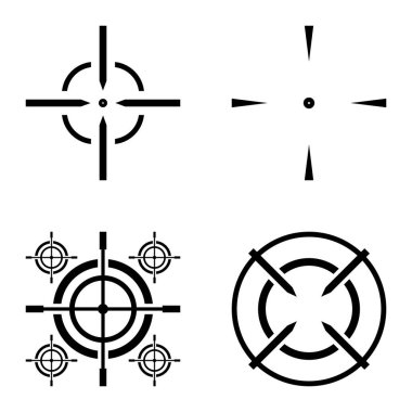Crosshairs2 Düz Simge Seti Beyaz Arkaplanda İzole Edildi