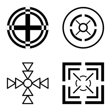 Crosshairs2 Düz Simge Seti Beyaz Arkaplanda İzole Edildi