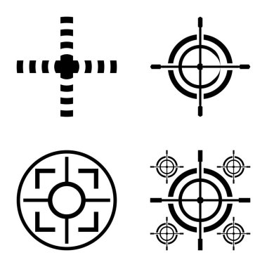Crosshairs2 Düz Simge Seti Beyaz Arkaplanda İzole Edildi