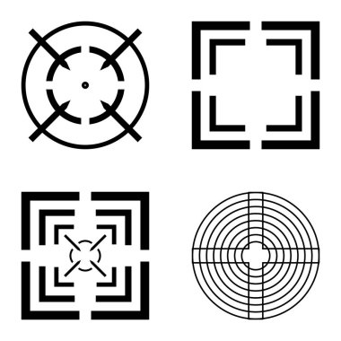 Crosshairs2 Düz Simge Seti Beyaz Arkaplanda İzole Edildi