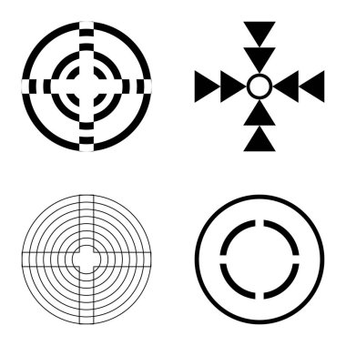 Crosshairs2 Düz Simge Seti Beyaz Arkaplanda İzole Edildi