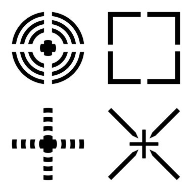 Crosshairs2 Düz Simge Seti Beyaz Arkaplanda İzole Edildi
