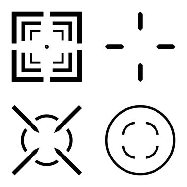 Crosshairs2 Düz Simge Seti Beyaz Arkaplanda İzole Edildi