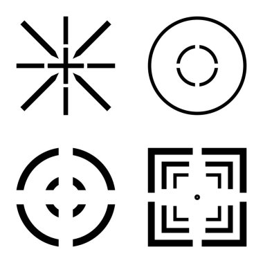 Crosshairs2 Düz Simge Seti Beyaz Arkaplanda İzole Edildi