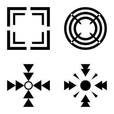 Crosshairs2 Düz Simge Seti Beyaz Arkaplanda İzole Edildi
