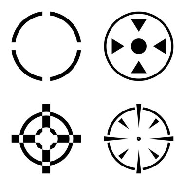 Crosshairs2 Düz Simge Seti Beyaz Arkaplanda İzole Edildi