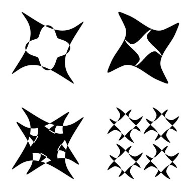 Soyut _ 4star Düz Simge Seti Beyaz Arkaplanda İzole Edildi