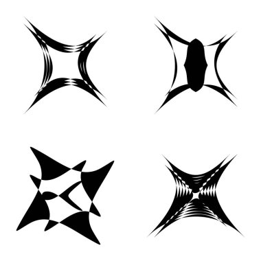 Soyut _ 4star Düz Simge Seti Beyaz Arkaplanda İzole Edildi