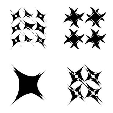 Soyut _ 4star Düz Simge Seti Beyaz Arkaplanda İzole Edildi