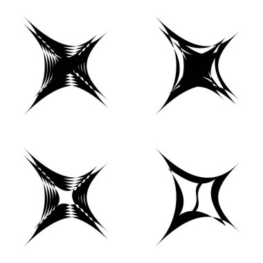 Soyut _ 4star Düz Simge Seti Beyaz Arkaplanda İzole Edildi