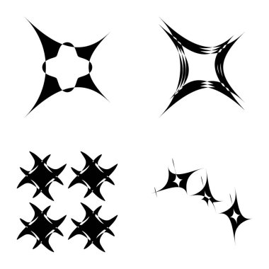 Soyut _ 4star Düz Simge Seti Beyaz Arkaplanda İzole Edildi