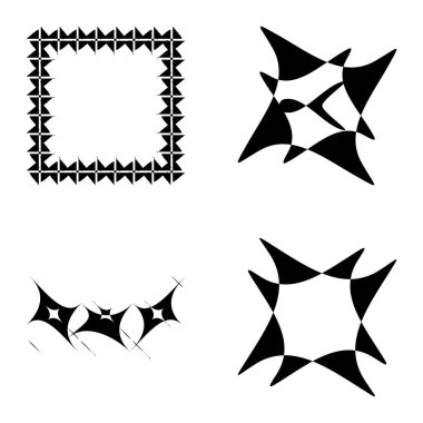 Soyut _ 4star Düz Simge Seti Beyaz Arkaplanda İzole Edildi