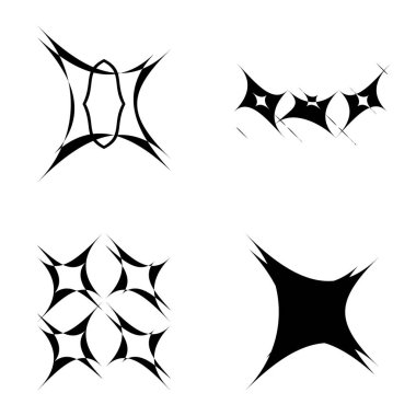 Soyut _ 4star Düz Simge Seti Beyaz Arkaplanda İzole Edildi