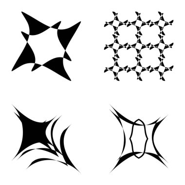 Soyut _ 4star Düz Simge Seti Beyaz Arkaplanda İzole Edildi