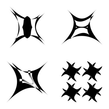 Soyut _ 4star Düz Simge Seti Beyaz Arkaplanda İzole Edildi