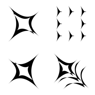 Soyut _ 4star Düz Simge Seti Beyaz Arkaplanda İzole Edildi