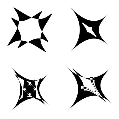 Soyut _ 4star Düz Simge Seti Beyaz Arkaplanda İzole Edildi