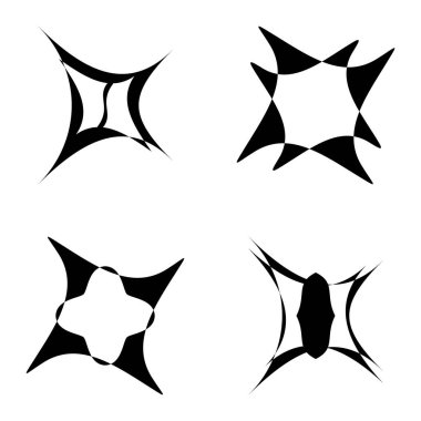 Soyut _ 4star Düz Simge Seti Beyaz Arkaplanda İzole Edildi