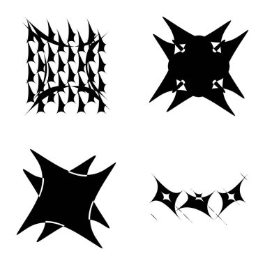 Soyut _ 4star Düz Simge Seti Beyaz Arkaplanda İzole Edildi