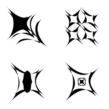 Soyut _ 4star Düz Simge Seti Beyaz Arkaplanda İzole Edildi