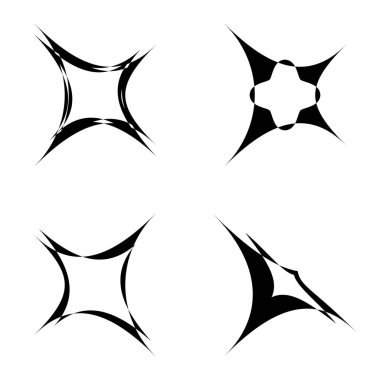 Soyut _ 4star Düz Simge Seti Beyaz Arkaplanda İzole Edildi