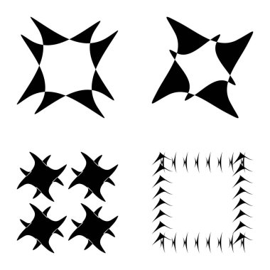 Soyut _ 4star Düz Simge Seti Beyaz Arkaplanda İzole Edildi