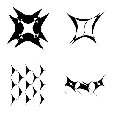 Soyut _ 4star Düz Simge Seti Beyaz Arkaplanda İzole Edildi