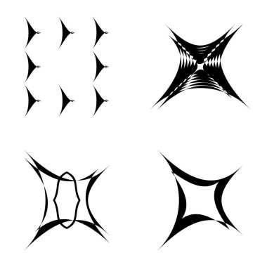 Soyut _ 4star Düz Simge Seti Beyaz Arkaplanda İzole Edildi