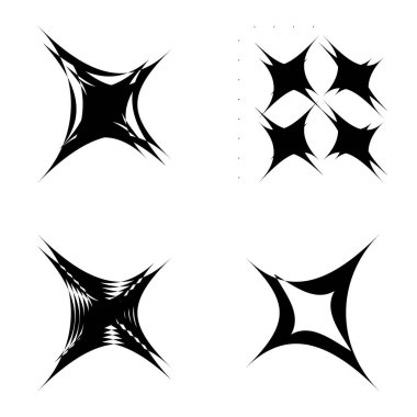 Soyut _ 4star Düz Simge Seti Beyaz Arkaplanda İzole Edildi