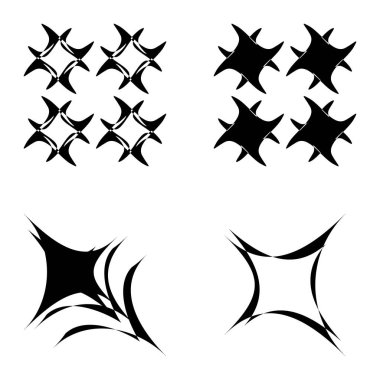 Soyut _ 4star Düz Simge Seti Beyaz Arkaplanda İzole Edildi