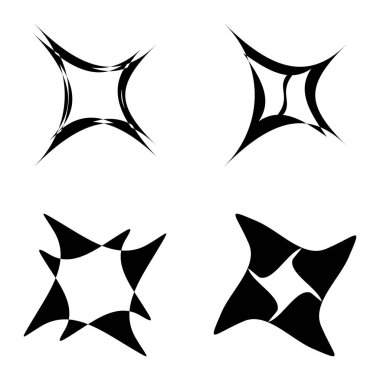 Soyut _ 4star Düz Simge Seti Beyaz Arkaplanda İzole Edildi