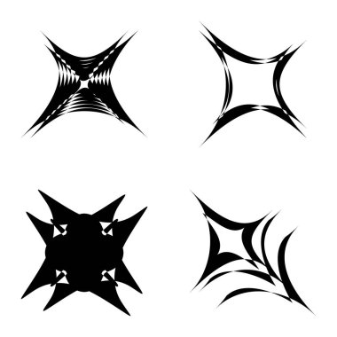 Soyut _ 4star Düz Simge Seti Beyaz Arkaplanda İzole Edildi