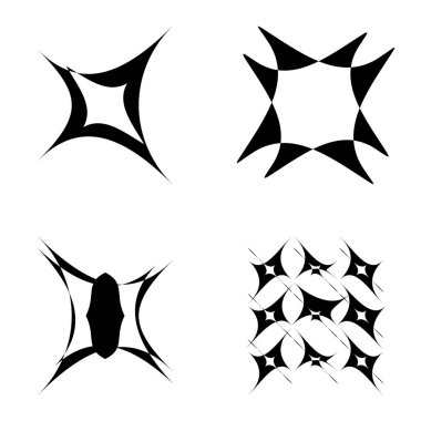 Soyut _ 4star Düz Simge Seti Beyaz Arkaplanda İzole Edildi