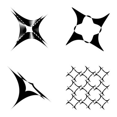 Soyut _ 4star Düz Simge Seti Beyaz Arkaplanda İzole Edildi