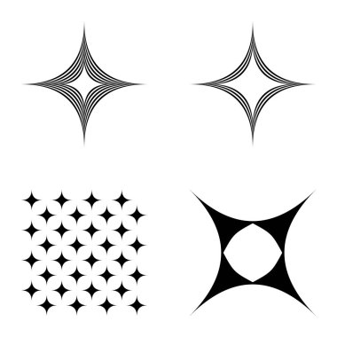 Özet _ 4star2 Düz Simge Seti Beyaz Arkaplanda İzole Edildi