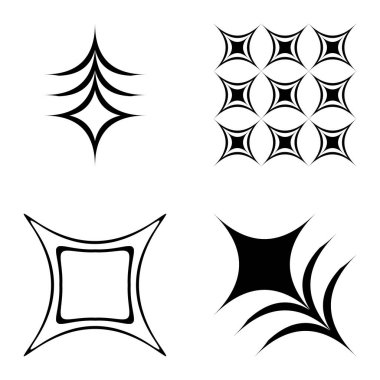 Özet _ 4star2 Düz Simge Seti Beyaz Arkaplanda İzole Edildi