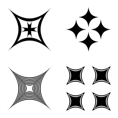 Özet _ 4star2 Düz Simge Seti Beyaz Arkaplanda İzole Edildi