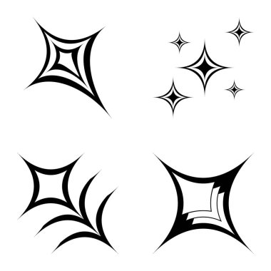 Özet _ 4star2 Düz Simge Seti Beyaz Arkaplanda İzole Edildi