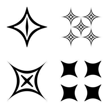 Özet _ 4star2 Düz Simge Seti Beyaz Arkaplanda İzole Edildi