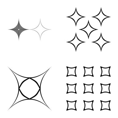 Özet _ 4star2 Düz Simge Seti Beyaz Arkaplanda İzole Edildi