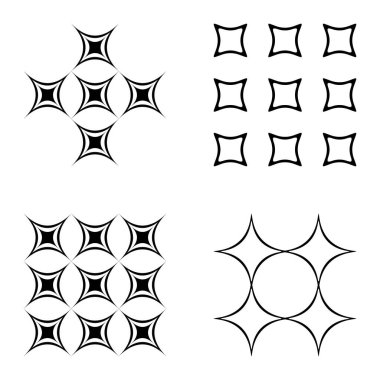 Özet _ 4star2 Düz Simge Seti Beyaz Arkaplanda İzole Edildi