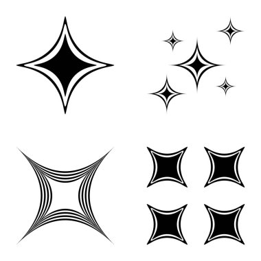 Özet _ 4star2 Düz Simge Seti Beyaz Arkaplanda İzole Edildi