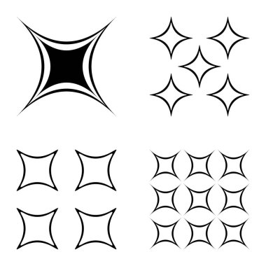 Özet _ 4star2 Düz Simge Seti Beyaz Arkaplanda İzole Edildi