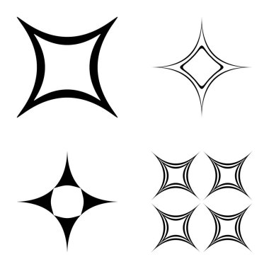 Özet _ 4star2 Düz Simge Seti Beyaz Arkaplanda İzole Edildi