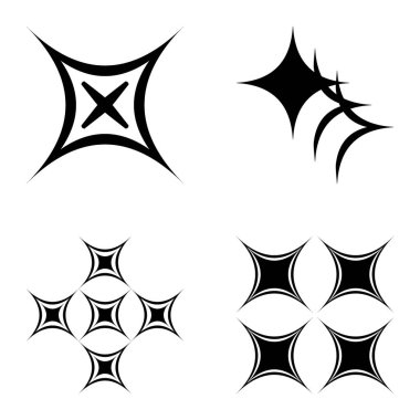 Özet _ 4star2 Düz Simge Seti Beyaz Arkaplanda İzole Edildi