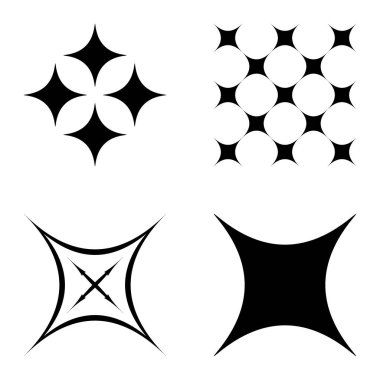 Özet _ 4star2 Düz Simge Seti Beyaz Arkaplanda İzole Edildi