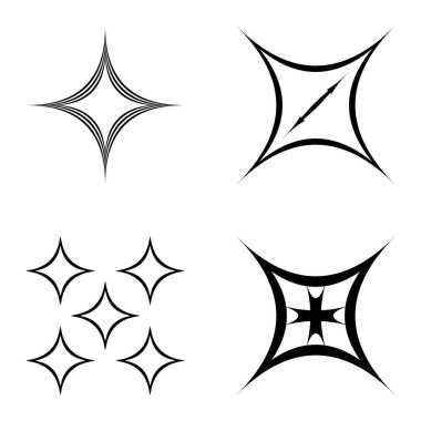 Özet _ 4star2 Düz Simge Seti Beyaz Arkaplanda İzole Edildi