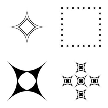 Özet _ 4star2 Düz Simge Seti Beyaz Arkaplanda İzole Edildi