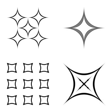 Özet _ 4star2 Düz Simge Seti Beyaz Arkaplanda İzole Edildi